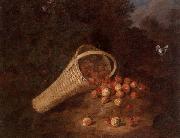 unknow artist A wooded landscape with sirawberries spilling from an overturned basket oil on canvas